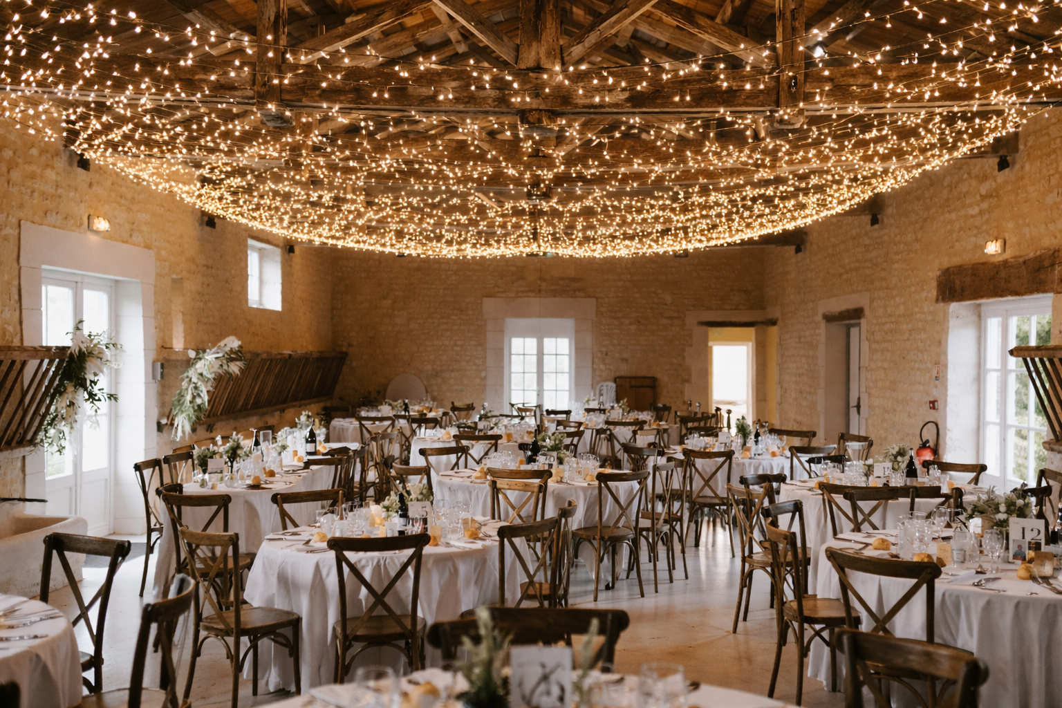 1 - Installation de guirlande fine sur le lieu de réception